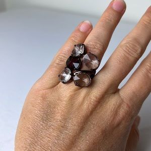 J Crew purple crystal statement bauble ring